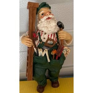 Vintage Santa Claus Figurine Carpenter Tools Ladder Hammer Christmas Decor